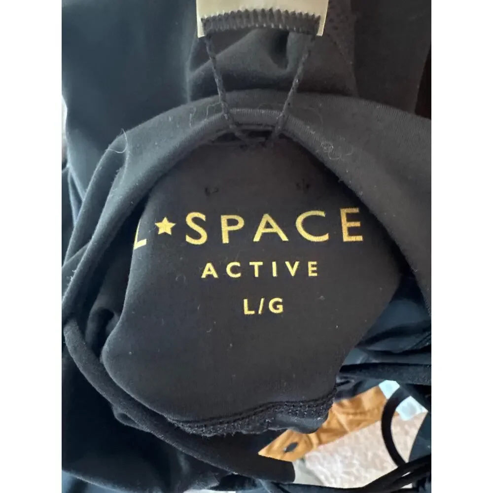 LSPACE Go the Distance Strappy Back One Piece Jumpsuit Size Large BLACK